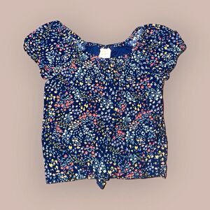 Jumping Beans Girls 8 Blue Floral Scoop Neck Short Sleeve Pullover Blouse